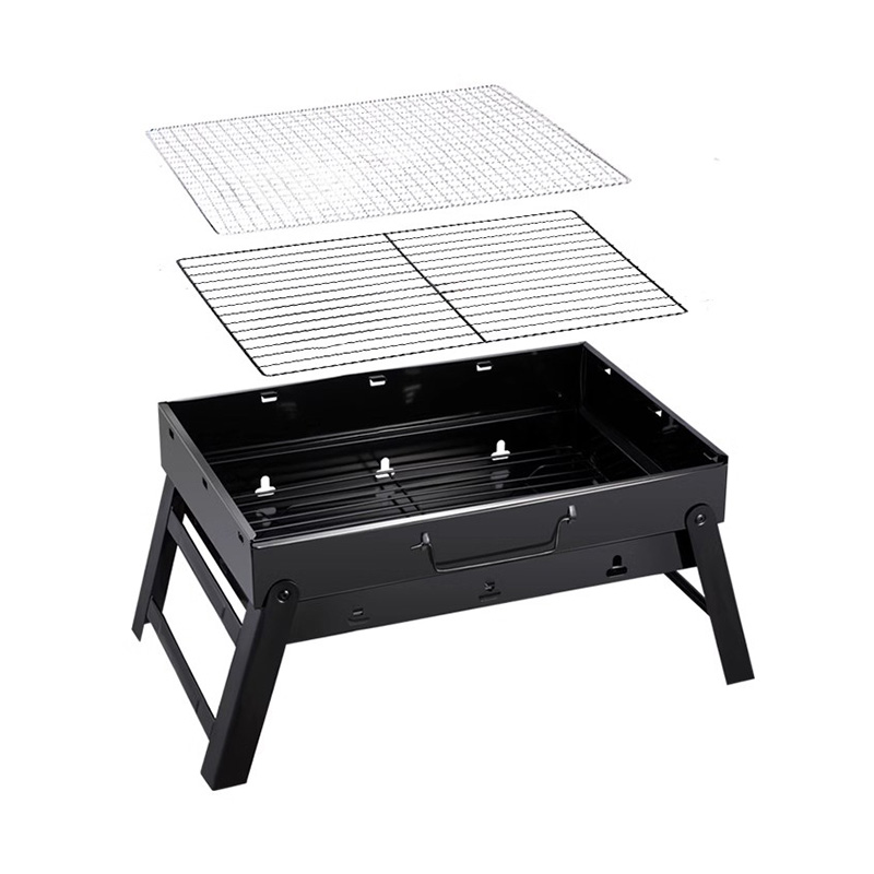 Parrilla de barbacoa en forma de X portátil plegable de acero inoxidable