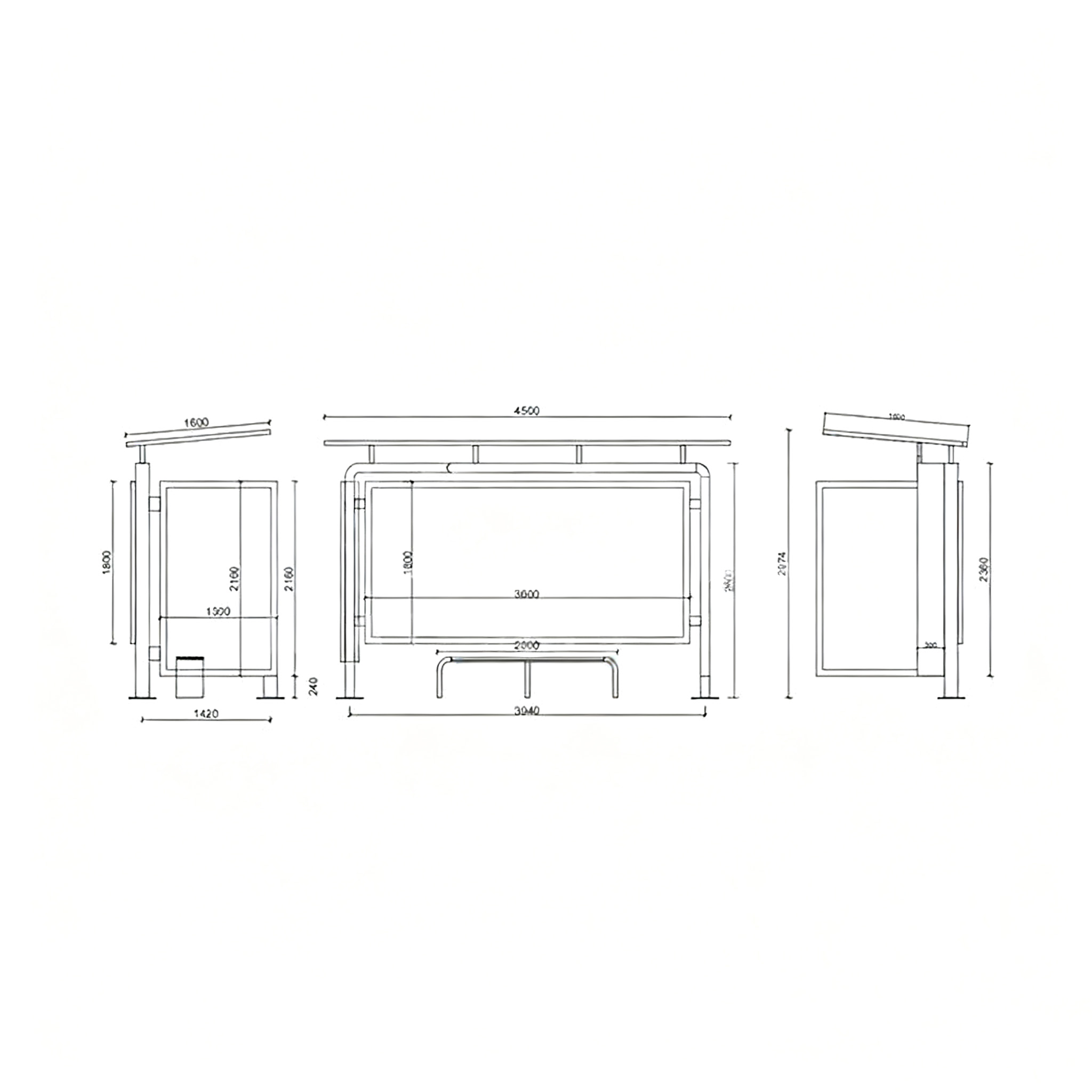 Hl-2023-0009 Cobertizo para autobuses de chapa de acero galvanizado en caliente