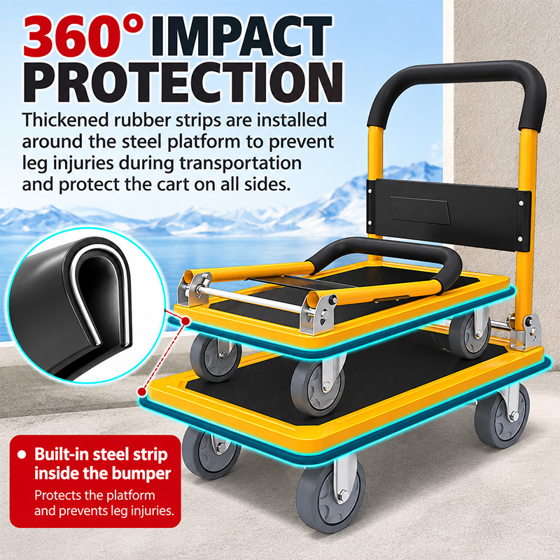 Carro de plataforma plegable para trabajo pesado con viga de carga