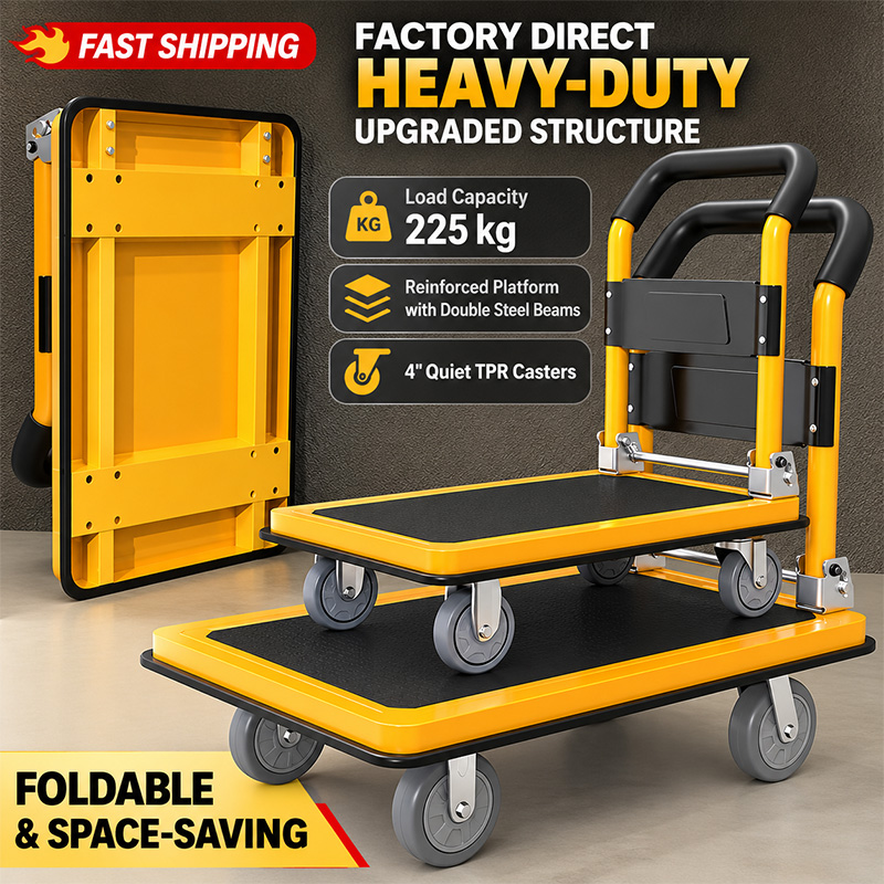 Carro de plataforma plegable para trabajo pesado con viga de carga