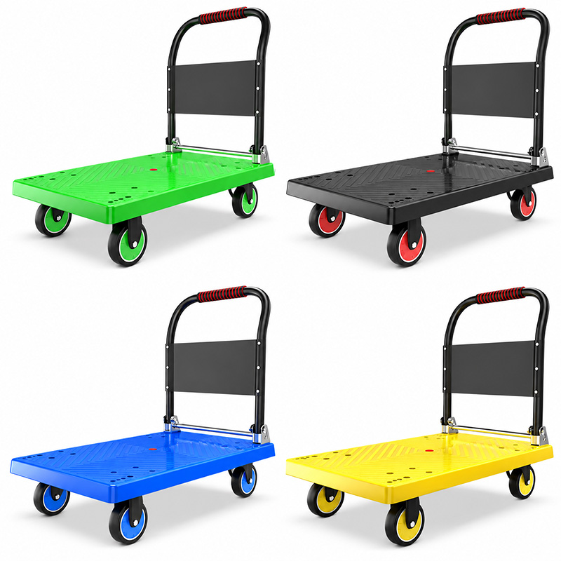 Carro de plataforma con ruedas silenciosas y protección ensanchada
