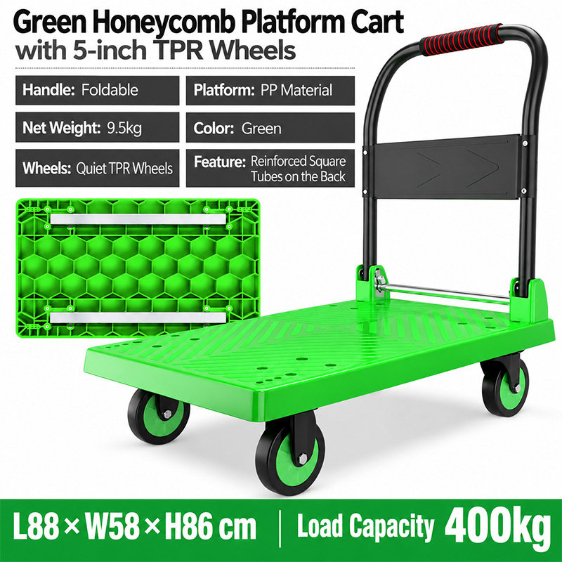 Carro de plataforma con ruedas TPR y plataforma de nido de abeja