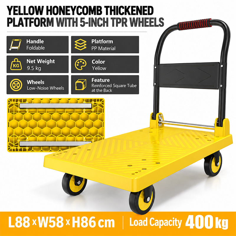 Carro de plataforma con ruedas TPR y plataforma de nido de abeja