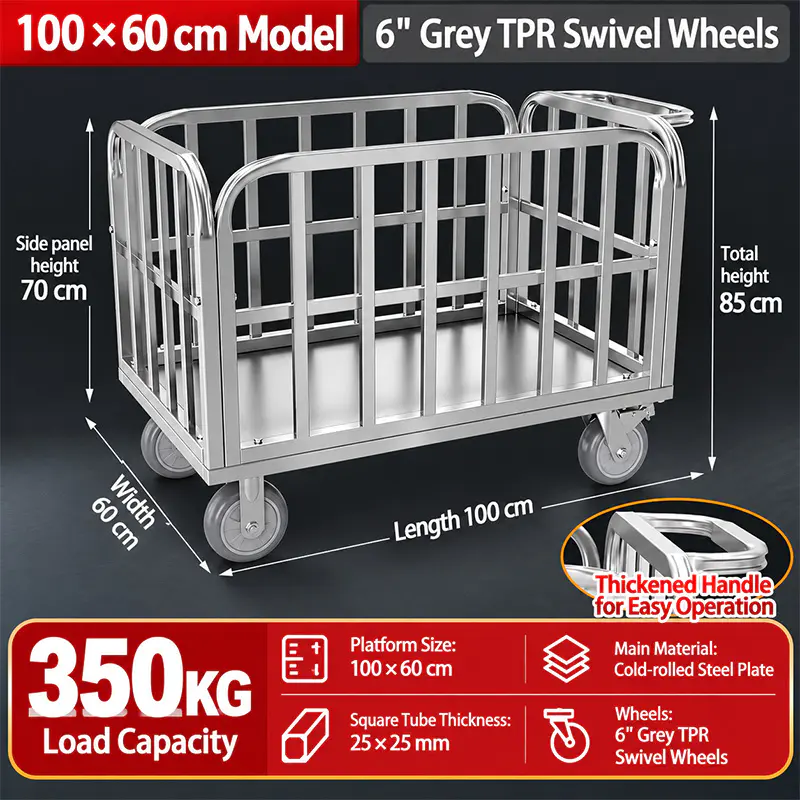 Cold-Rolled Steel TPR-Caster Cage Trolley