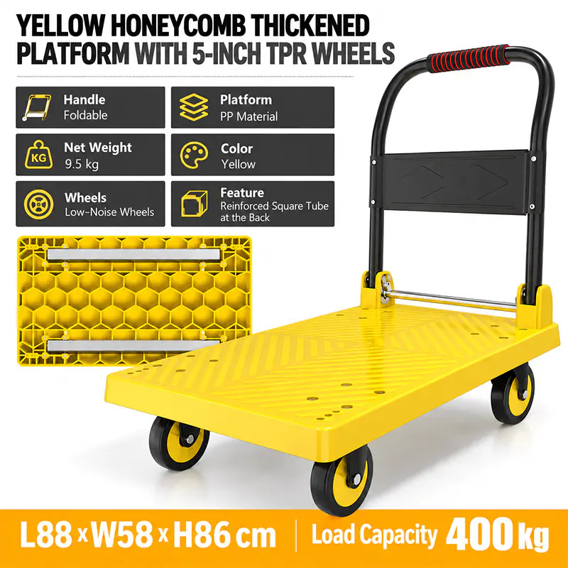 Carro de plataforma con ruedas TPR y plataforma de nido de abeja